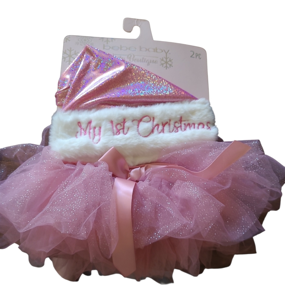 💗Pink Christmas Hat and Tutu Set NWT